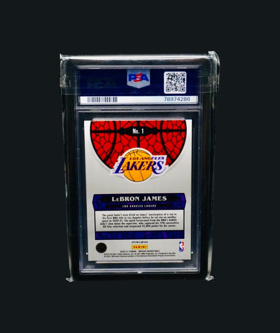 2020 Panini Mosaic LeBron James #1 SP Stained Glass PSA 10