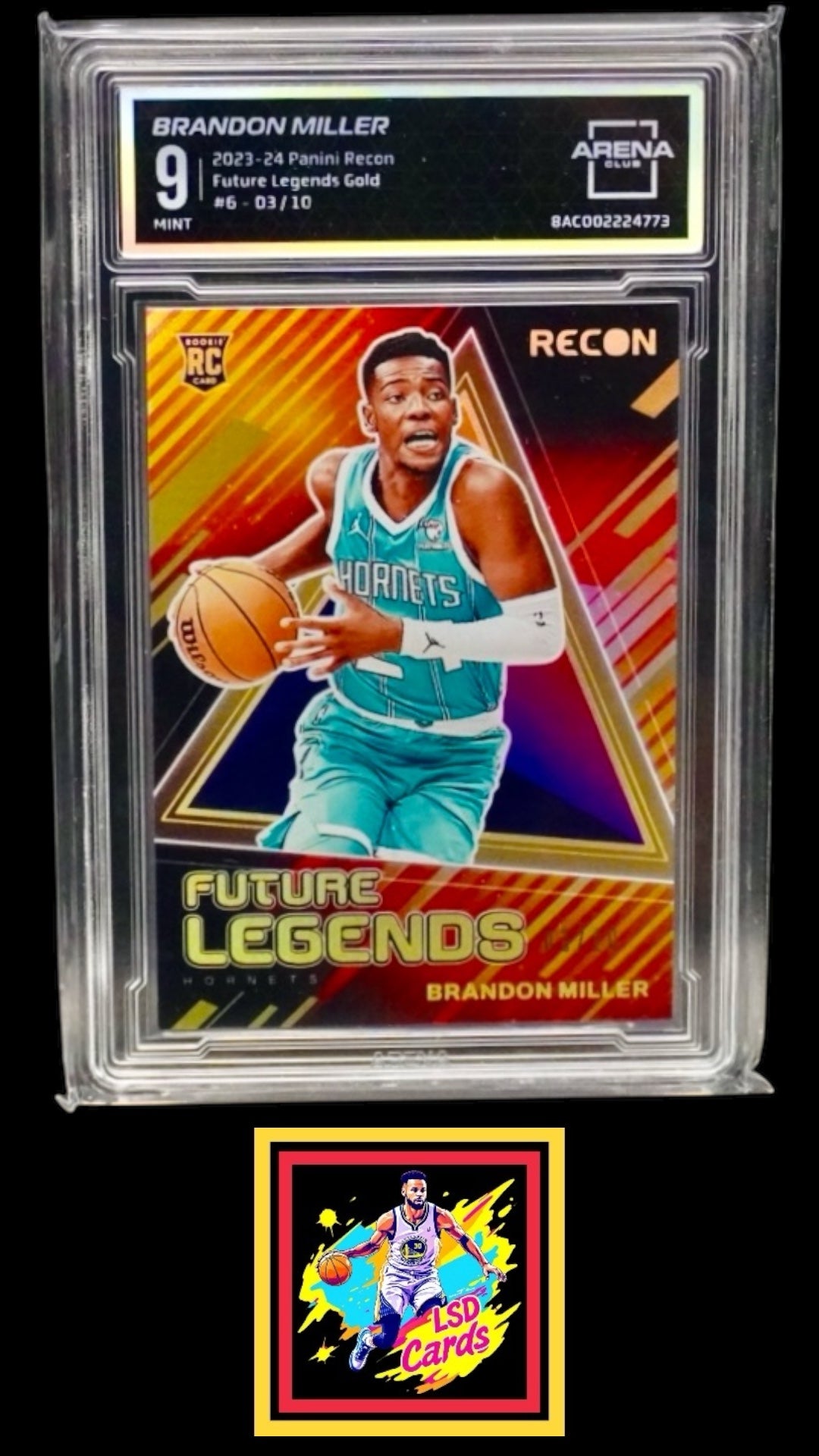 2023-24 RECON BRANDON MILLER GOLD FOIL /10 #6 FUTURE LEGENDS RC SP Arena Club 9