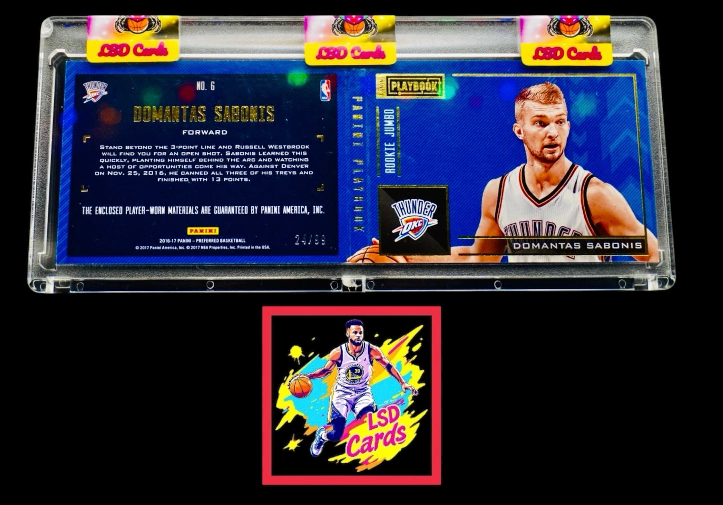 2016-17 Domantas Sabonis Panini Playbook Rookie Jumbo Patch /99 #6